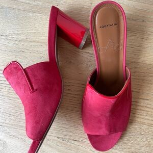 Aquatalia Red Mules with Chunky Block Heel